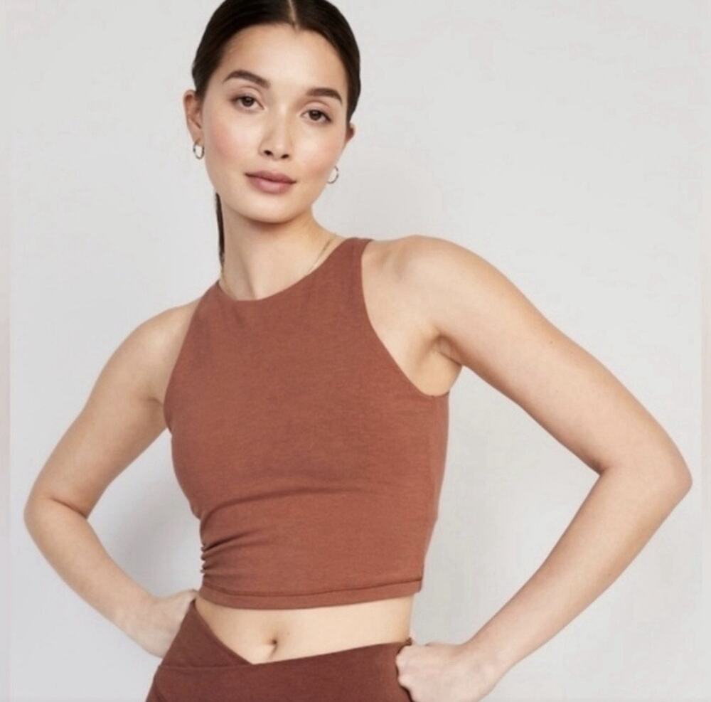 Old Navy Active PowerChill Longline Sports Bra Tank Coral Orange 4X Plus NWOT